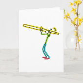 Trombone Stokmannetje Kaart (Gele Bloem)