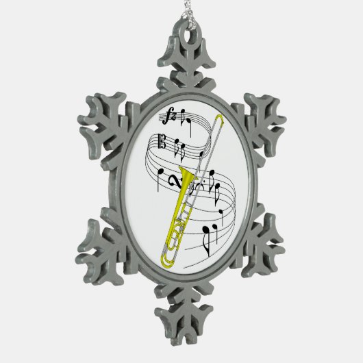 Trombone Tin Sneeuwvlok Ornament (Links)