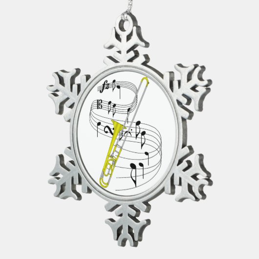 Trombone Tin Sneeuwvlok Ornament (Rechts)
