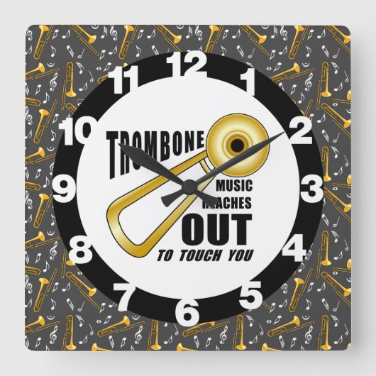 Trombone Touch Vierkante Klok (Voorkant)