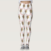 Trombone Tribe Brown Kitty Cat Pink Pattern Leggings (Voorkant)