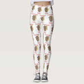 Trombone Tribe Bruine Kitty Kat Roze Patroon Leggings (Voorkant)