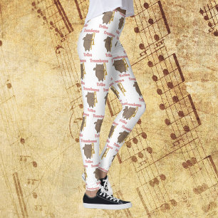 Trombone Tribe Bruine Kitty Kat Roze Patroon Leggings
