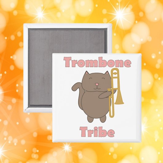 Trombone Tribe Funny Cat Pink Letters Magneet