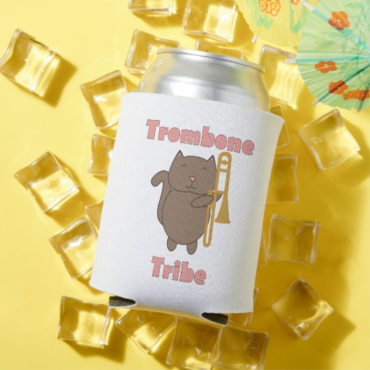 Trombone Tribe Grappige Kawaii Kat Roze Letters Blikjeskoeler (Insitu Zomer)