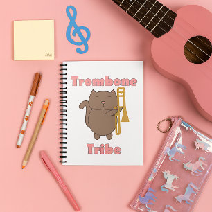 Trombone Tribe Kawaii Bruine Kat Roze Letters Notitieboek