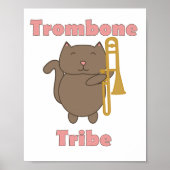 Trombone Tribe Schattige Bruine Kat Roze Letters Poster (Voorkant)