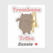Trombone Tribe Schattige Bruine Kat Roze Letters Sticker (Vel)