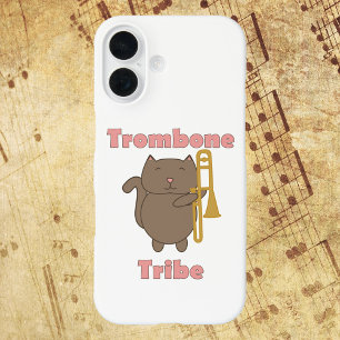 Trombone Tribe Schattige Kat Muzikant Roze iPhone 16 Hoesje