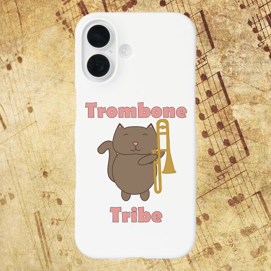 Trombone Tribe Schattige Kat Muzikant Roze Case-Mate iPhone Case