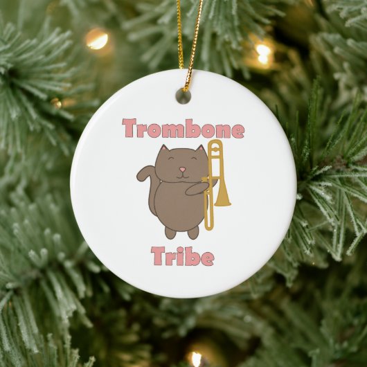 Trombone Tribe Schattige Kat Roze Letters Keramisch Ornament (Boom)
