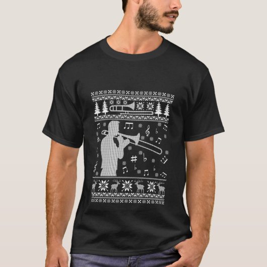 Trombone Ugly Christmas Shirt Funny Band (Voorkant)
