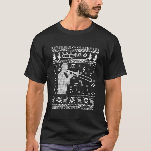 Trombone Ugly Christmas Shirt Funny Band (Voorkant)