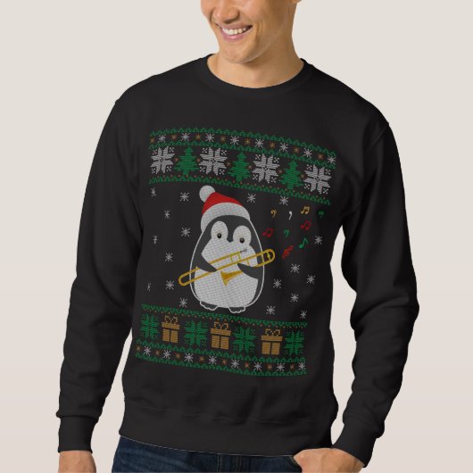 Trombone Ugly Christmas Sweater Penguin Xmas Famil (Voorkant)