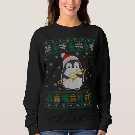 Trombone Ugly Christmas Sweater Penguin Xmas Famil (Voorkant)