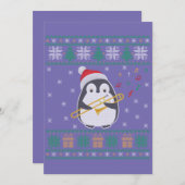 Trombone Ugly Christmas Sweater Penguin Xmas Famil Kaart (Voorkant / Achterkant)