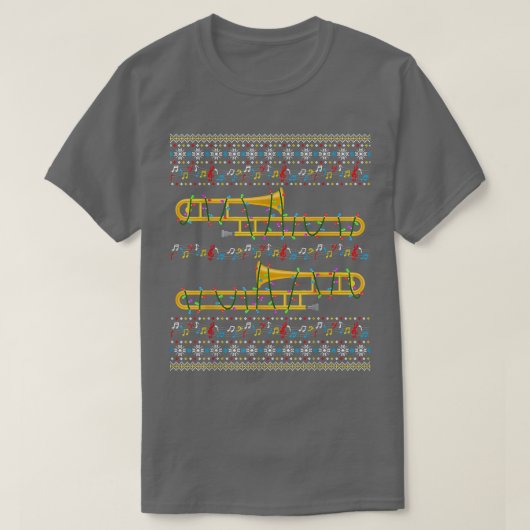 Trombone Ugly kerstkeukenlampjes F T-shirt (Design voorkant)