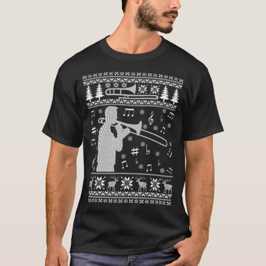 Trombone Ugly KerstSweater Band T-Shirt (Voorkant)
