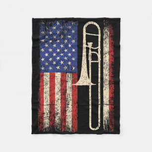 Trombone USA Amerikaanse Vlag Shirt Jazz Muziek Vi Fleece Deken