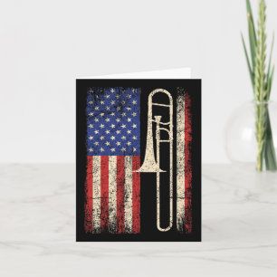 Trombone USA Amerikaanse Vlag Shirt Jazz Muziek Vi Kaart