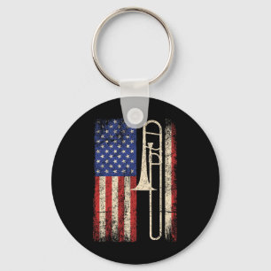 Trombone USA Amerikaanse Vlag Shirt Jazz Muziek Vi Sleutelhanger