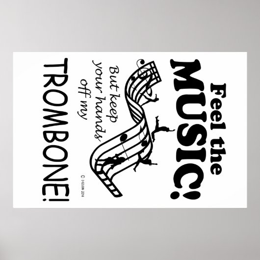Trombone voelt de muziek poster (Voorkant)
