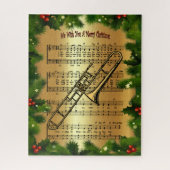 Trombone ~ "We wensen je een prettige kerstdag" ~ Legpuzzel (Verticaal)