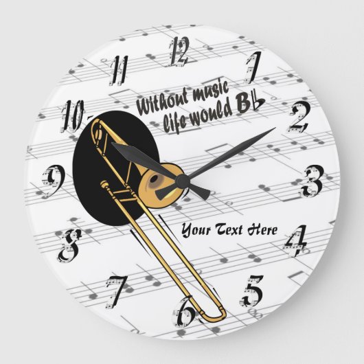 Trombone zonder muziekleven zou vlakke WallClock v Grote Klok (Voorkant)