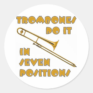 Trombonen doen het in 7 posities ronde sticker