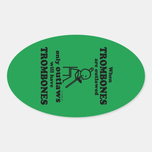 Trombonen Verboden ovale Sticker (Voorkant)