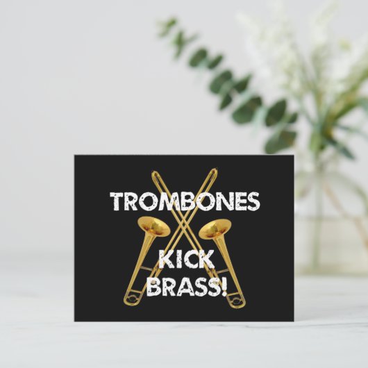 Trombones Kick Brass. Briefkaart (Staand voorkant)