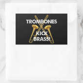 Trombones Kick Brass. Rechthoekige Sticker (Tas)