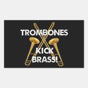 Trombones Kick Brass. Rechthoekige Sticker