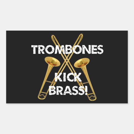 Trombones Kick Brass. Rechthoekige Sticker (Voorkant)