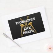 Trombones Kick Brass. Rechthoekige Sticker (Envelop)