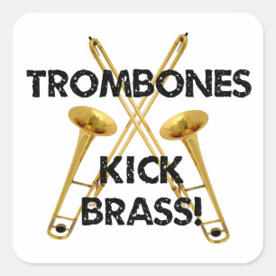 Trombones Kick Brass. Vierkante Sticker
