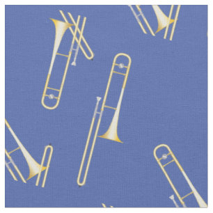 Trombones Music Musician Room Decor Blue Stof