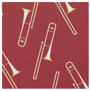 Trombones Music Musician Room Decor Red Stof