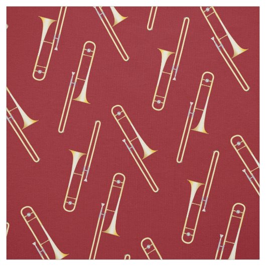 Trombones Music Musician Room Decor Red Stof (Swatch)