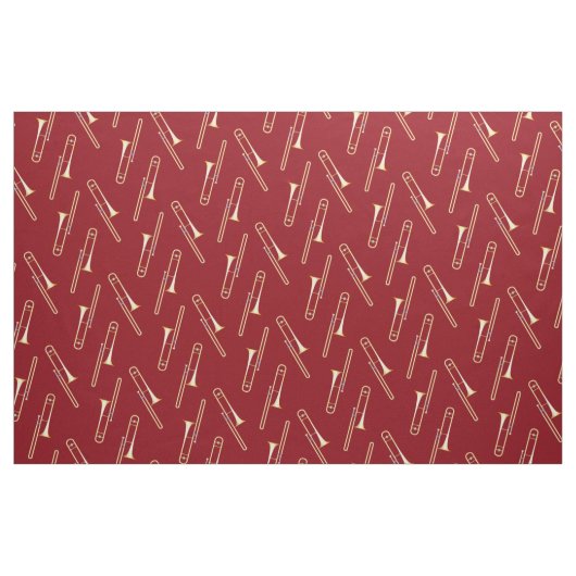 Trombones Music Musician Room Decor Red Stof (Fat Quarter)