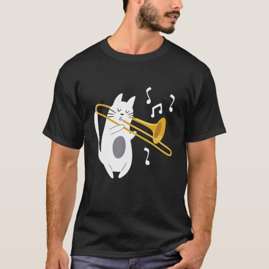 Trombonist Cat - Trombone Speler Muziek Liefhebber T-shirt (Voorkant)