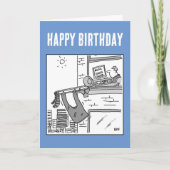 Trombonist Hangs zijn uitwassen. Birthday Kaart (Voorkant)