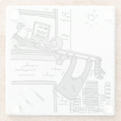 Trombonist Hangs zijn wasbeurt uit Glazen Onderzetter (Achterkant)