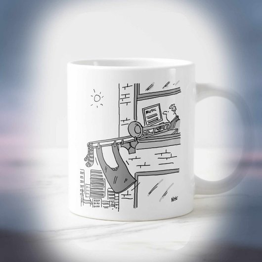 Trombonist Hangs zijn wasbeurt uit Grote Koffiekop