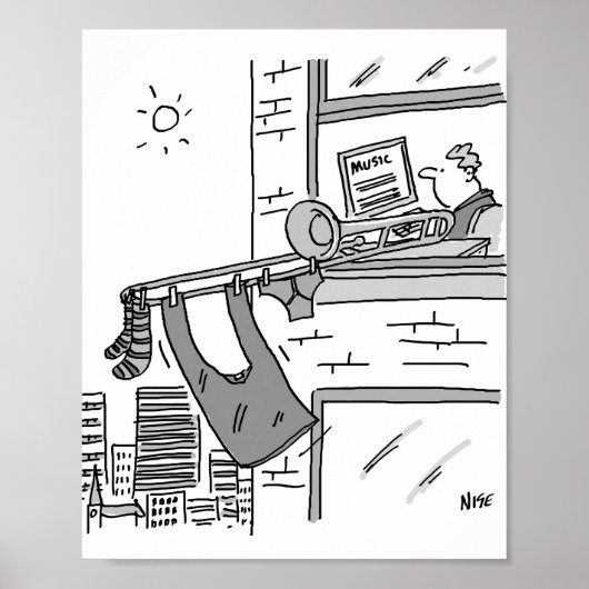 Trombonist Hangs zijn wasbeurt uit Poster (Voorkant)