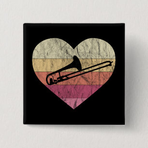 Trombonist houdt van het spelen van Trombone Vierkante Button 5,1 Cm