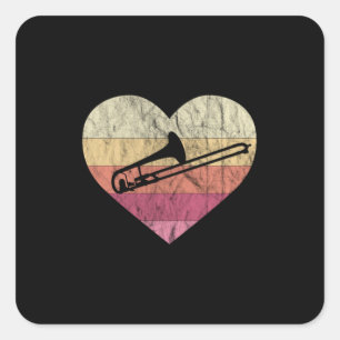 Trombonist houdt van het spelen van Trombone Vierkante Sticker