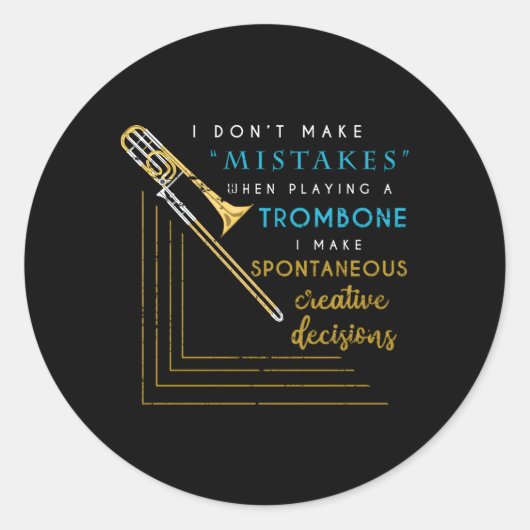 Trombonist Jazz Muzikant Marching Band Trombone Ronde Sticker (Voorkant)