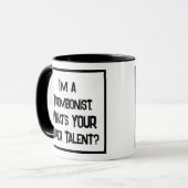 Trombonist Super Talent. Mok met twee toonkoffie (Voorkant links)