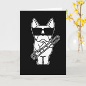 Trombonist Trombone Player Dog with Trombone Kaart (Gele Bloem)